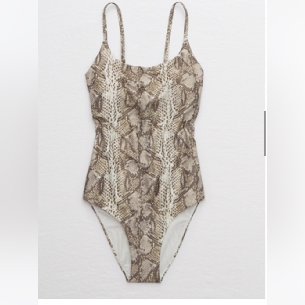 American Eagle Aerie Snake print tie back one piece bikini
